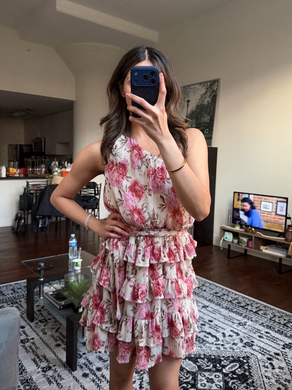 Mini floral ruffle dress